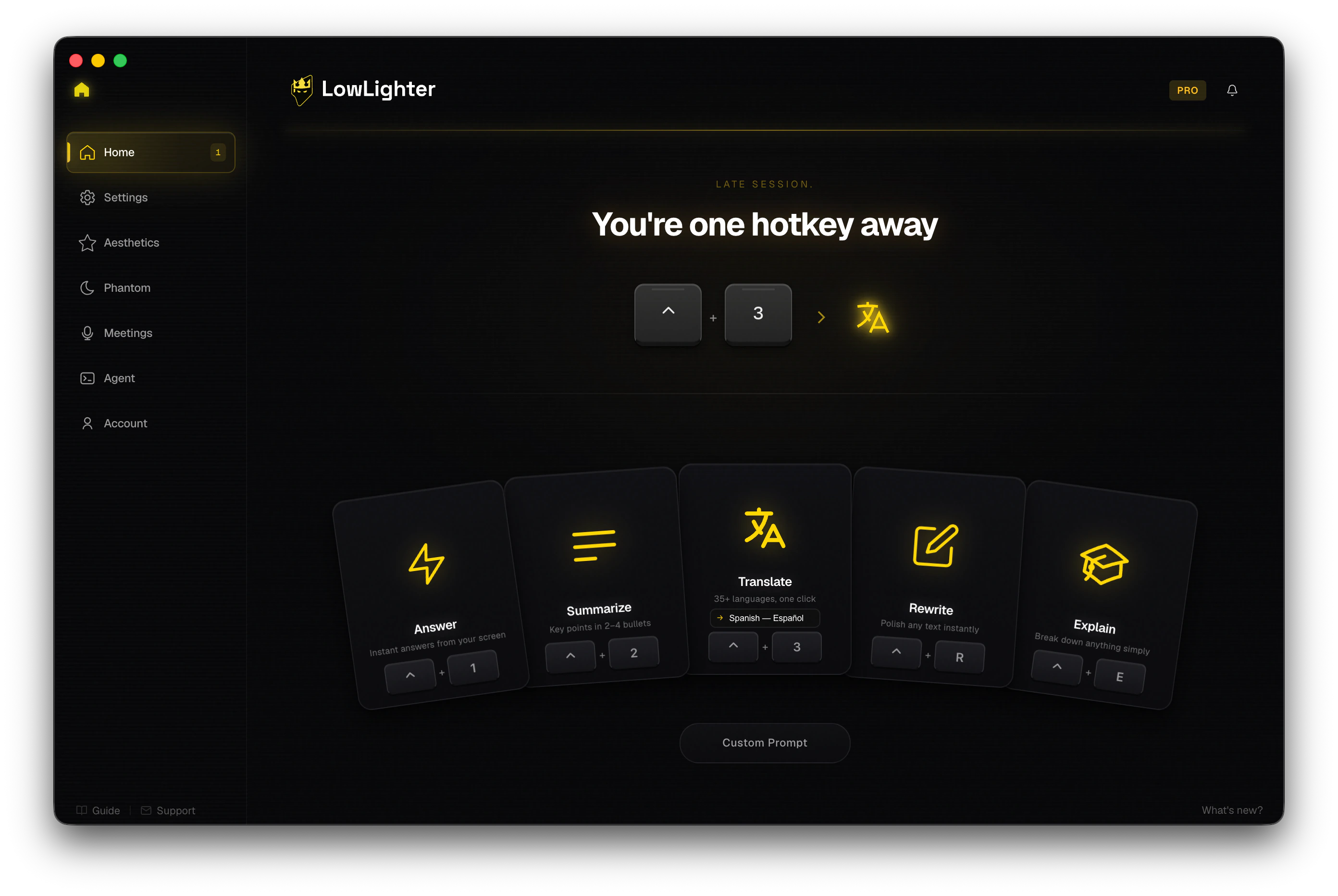 LowLighter desktop home surface