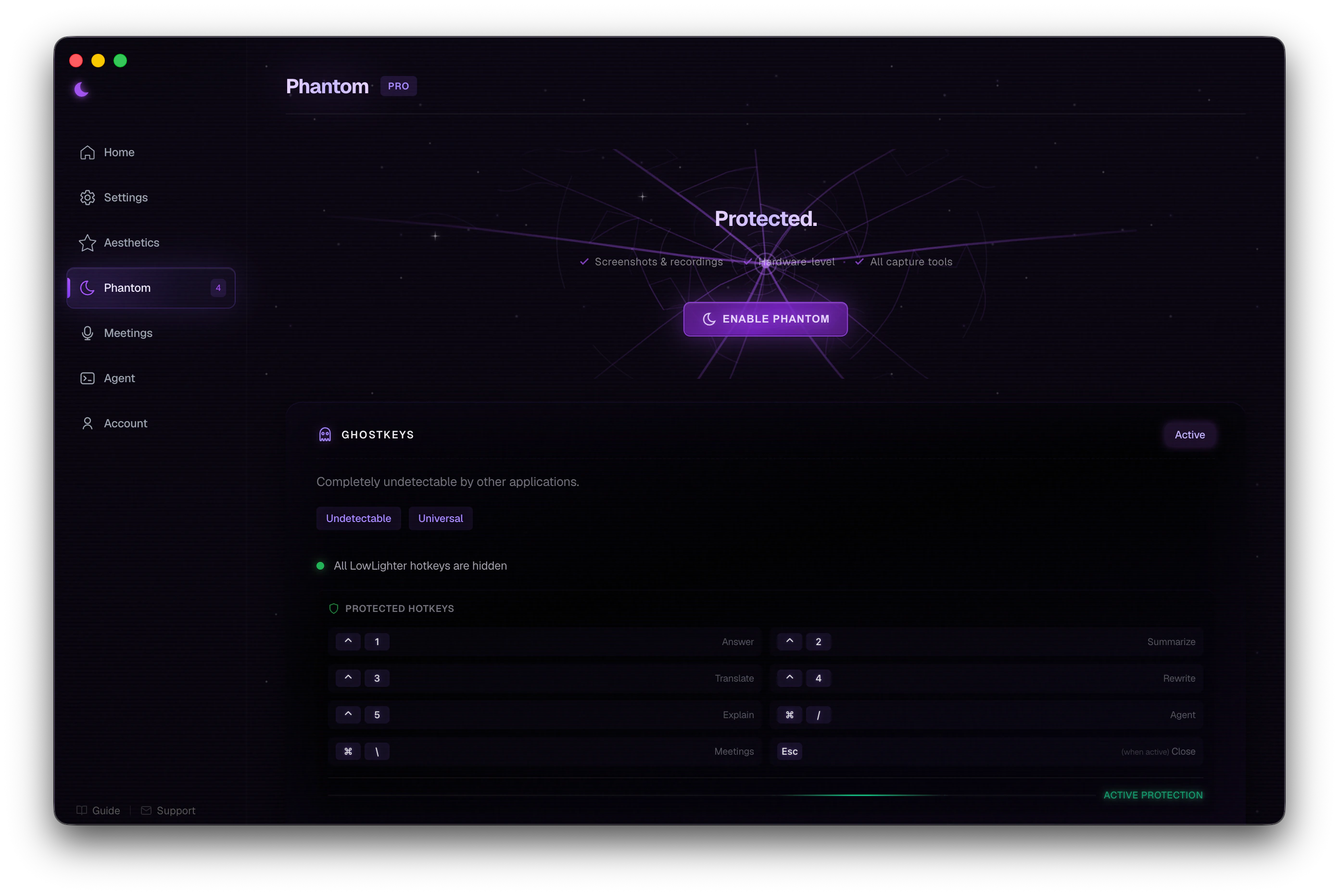 LowLighter Phantom desktop surface